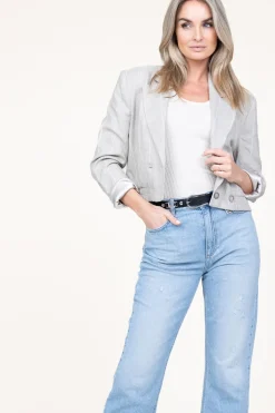 Best Sale Aaiko Striped Cropped Blazer Mille | Grey... | | Little Soho