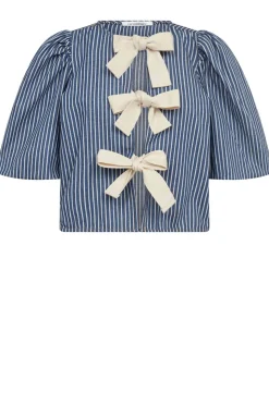 Hot Co'Couture Striped Top With Bow Details Billy | Blue... | | Little Soho