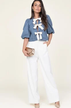 Hot Co'Couture Striped Top With Bow Details Billy | Blue... | | Little Soho