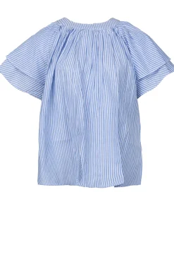 Discount Ibana Striped Top With Ruffle Sleeves Truff | Blue... | | Little Soho