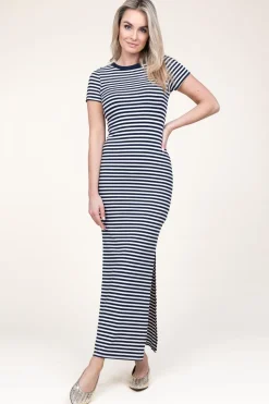 Clearance Lollys Laundry Striped Tricot Maxi Dress Christine | Blue... | | Little Soho