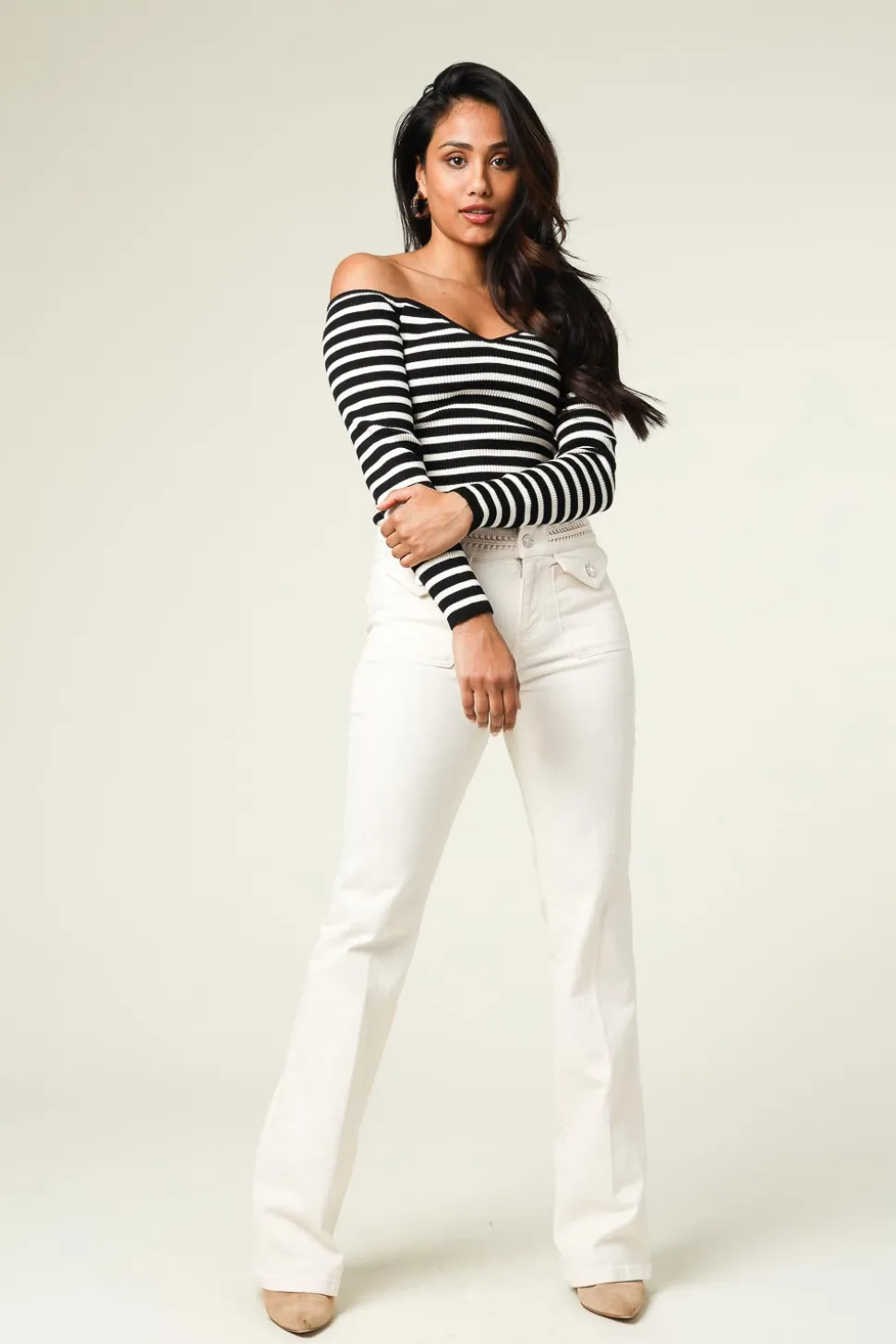 Sale ba&sh Striped Tricot Top Owais | Black & White... | | Little Soho