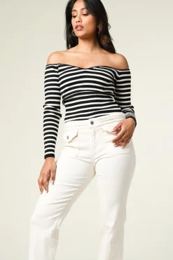 Sale ba&sh Striped Tricot Top Owais | Black & White... | | Little Soho