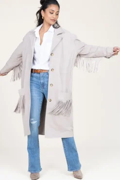 Cheap Alter Ego Suede Coat With Frills Linda | Beige... | | Little Soho