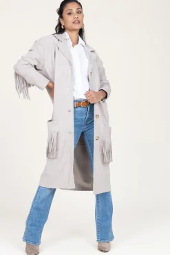 Cheap Alter Ego Suede Coat With Frills Linda | Beige... | | Little Soho