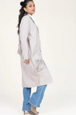 Cheap Alter Ego Suede Coat With Frills Linda | Beige... | | Little Soho