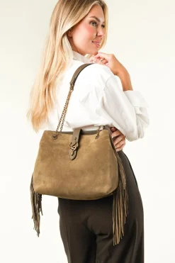 Cheap Vanessa Bruno Suede Fringe Bag Cleo Large | Green... | | Little Soho