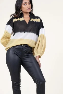 Hot ba&sh Tie-Dye Top With Balloon Sleeves Harvey | Yellow... | | Little Soho