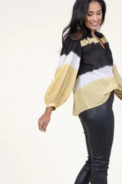 Hot ba&sh Tie-Dye Top With Balloon Sleeves Harvey | Yellow... | | Little Soho