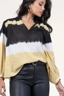 Hot ba&sh Tie-Dye Top With Balloon Sleeves Harvey | Yellow... | | Little Soho