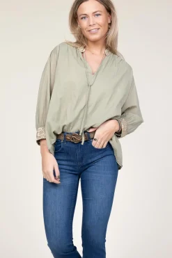 Store Greek Archaic Kori Top With Embroidery Isadora | Green... | | Little Soho