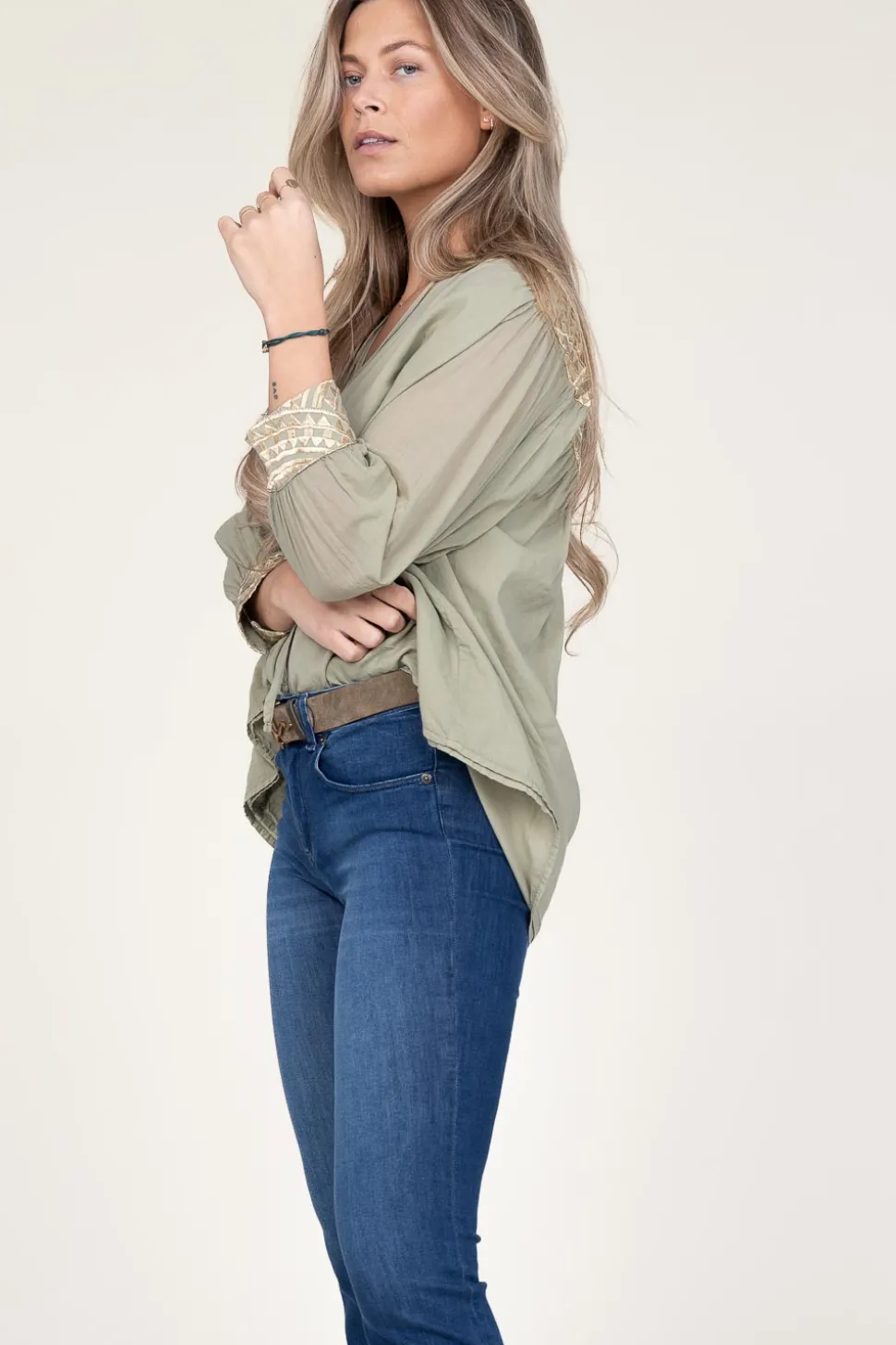 Store Greek Archaic Kori Top With Embroidery Isadora | Green... | | Little Soho