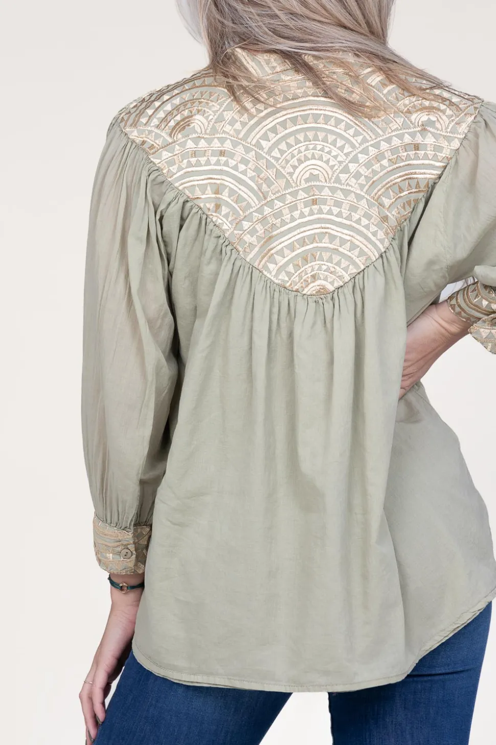 Store Greek Archaic Kori Top With Embroidery Isadora | Green... | | Little Soho