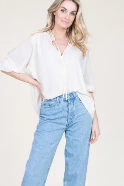 Clearance Greek Archaic Kori Top With Embroidery Isadora | Gold... | | Little Soho