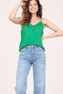 Sale CC Heart Top With Lace Details Puck | Green... | | Little Soho