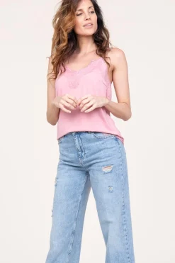 Online CC Heart Top With Lace Details Puck | Pink... | | Little Soho