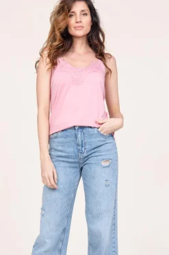 Online CC Heart Top With Lace Details Puck | Pink... | | Little Soho