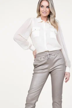 Sale Liu Jo Transparant Blouse With Puffed Sleeves Scopello | Natural... | | Little Soho