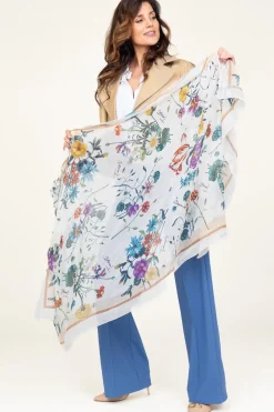 Flash Sale Twinset Transparant Scarf With Floral Print Elda | Natural... | | Little Soho