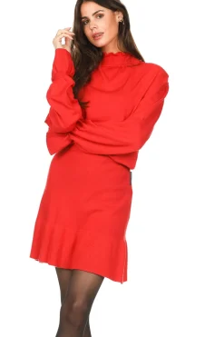 Shop Silvian Heach Tricot Sweater With Ruffles Repens | Bordeaux... | | Little Soho