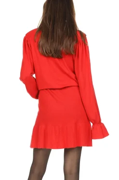 Shop Silvian Heach Tricot Sweater With Ruffles Repens | Bordeaux... | | Little Soho