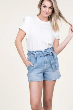 Shop Aaiko T-Shirt With Ruffles Cora | Natural... | | Little Soho