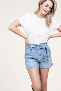 Shop Aaiko T-Shirt With Ruffles Cora | Natural... | | Little Soho