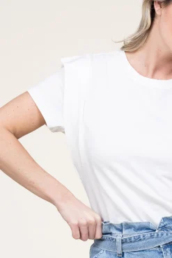 Shop Aaiko T-Shirt With Ruffles Cora | Natural... | | Little Soho