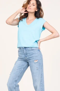 Best Sale CC Heart T-Shirt With V-Neck Vera | Blue... | | Little Soho