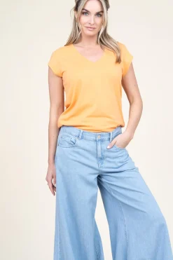 New CC Heart T-Shirt With V-Neck Vera | Orange... | | Little Soho