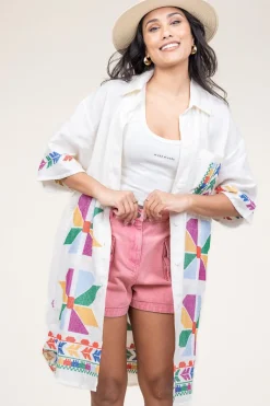 Hot Greek Archaic Kori Tunic With Gold Colored Embroidery Livy | Multi... | | Little Soho