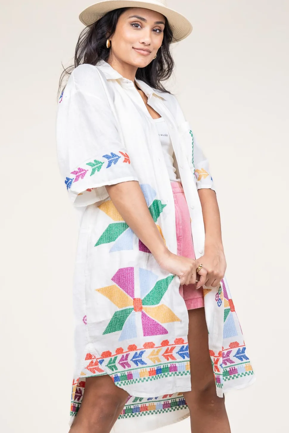 Hot Greek Archaic Kori Tunic With Gold Colored Embroidery Livy | Multi... | | Little Soho