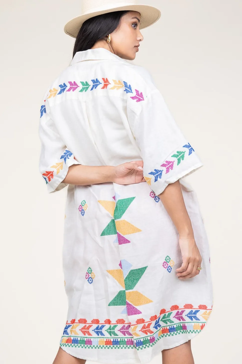 Hot Greek Archaic Kori Tunic With Gold Colored Embroidery Livy | Multi... | | Little Soho