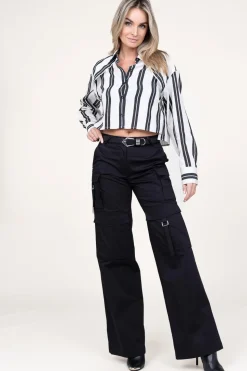 New IRO Viscose Blend Cropped Blouse Fabana | Black/Ecru... | | Little Soho