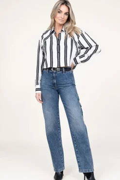 New IRO Viscose Blend Cropped Blouse Fabana | Black/Ecru... | | Little Soho