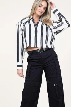 New IRO Viscose Blend Cropped Blouse Fabana | Black/Ecru... | | Little Soho