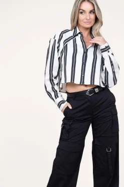 New IRO Viscose Blend Cropped Blouse Fabana | Black/Ecru... | | Little Soho