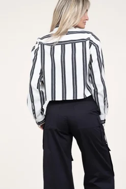 New IRO Viscose Blend Cropped Blouse Fabana | Black/Ecru... | | Little Soho