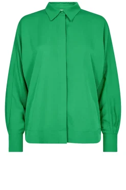 Shop Copenhagen Muse Viscose Blouse With Puffed Sleeves Cermt | Green... | | Little Soho