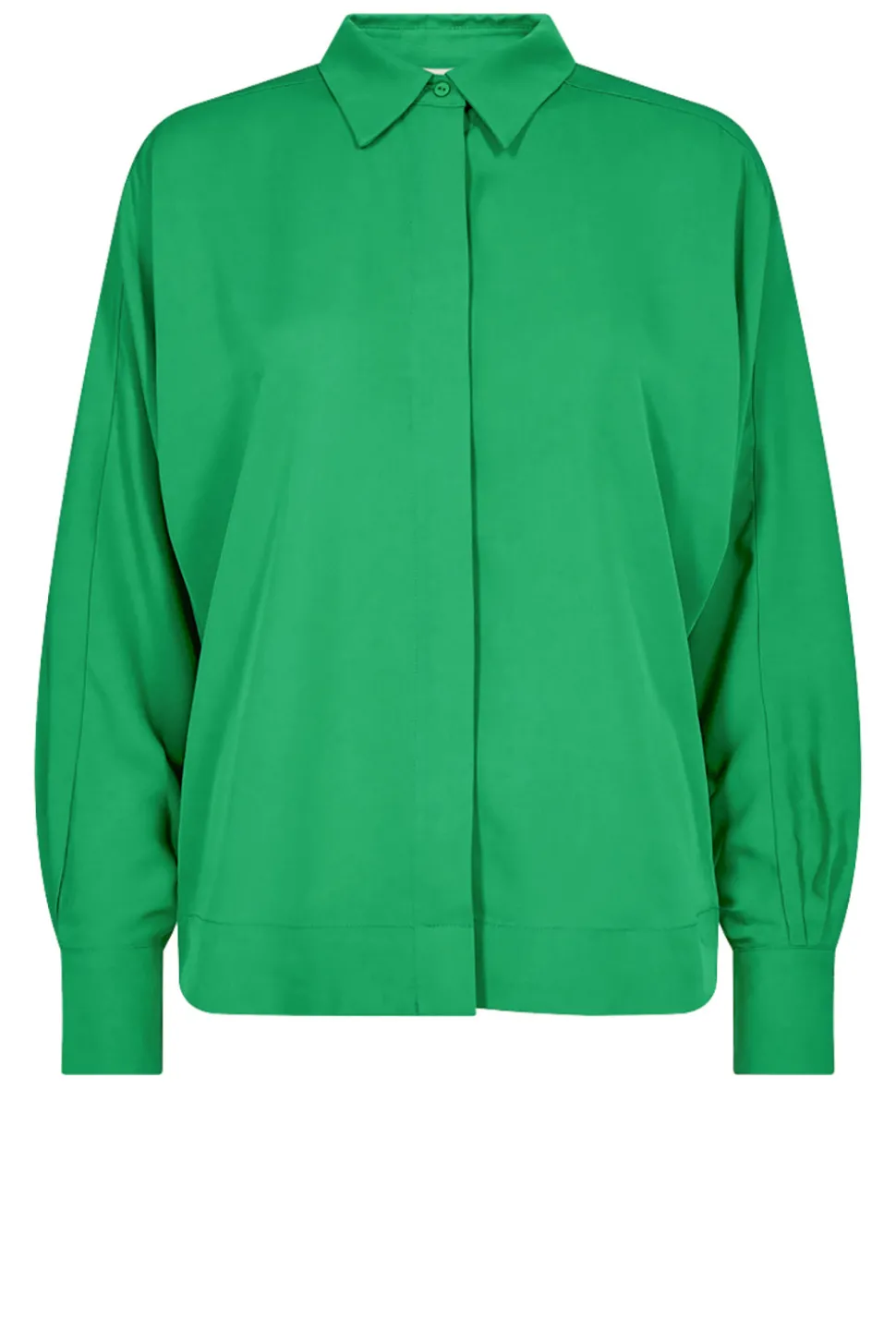 Shop Copenhagen Muse Viscose Blouse With Puffed Sleeves Cermt | Green... | | Little Soho