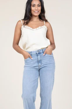 Online Lollys Laundry Viscose Top With Lace Viane | Natural... | | Little Soho