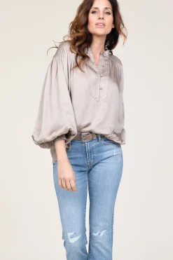 Flash Sale Ibana Viscose Top With Smocked Detail Tropa | Taupe... | | Little Soho