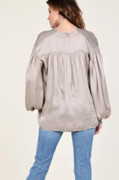 Flash Sale Ibana Viscose Top With Smocked Detail Tropa | Taupe... | | Little Soho