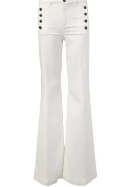 Fashion Twinset Wide Leg Denim With Buttons Tara | White... | | Little Soho