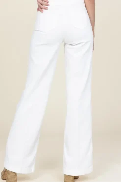 Fashion Twinset Wide Leg Denim With Buttons Tara | White... | | Little Soho