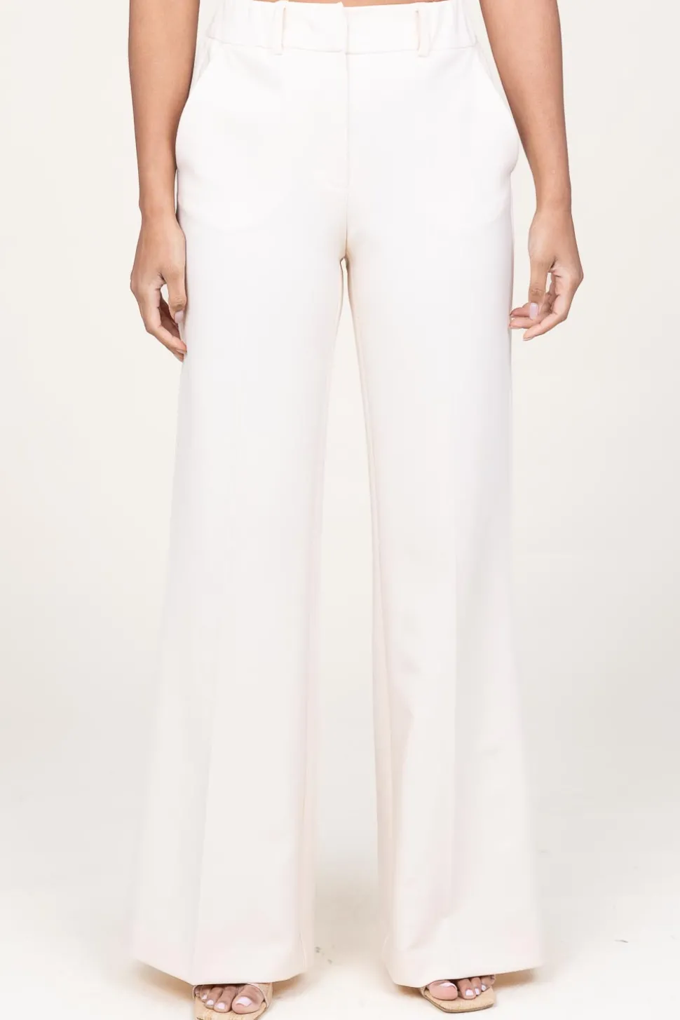 Cheap 45374 Wide Leg Trousers Luxor | Natural... | March23 | Little Soho