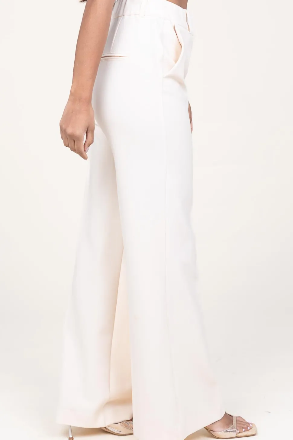 Cheap 45374 Wide Leg Trousers Luxor | Natural... | March23 | Little Soho