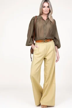 Store Aaiko Wide Leg Trousers Rocia | Yellow... | | Little Soho