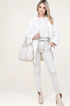 New Twinset Woolen Coat With Frills Grace | Natural... | | Little Soho