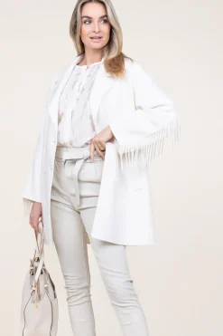 New Twinset Woolen Coat With Frills Grace | Natural... | | Little Soho